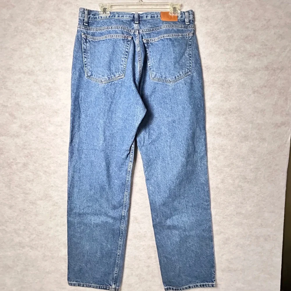 J Crew 34x32‎ Mens Button Fly Denim Jeans Blue Classic Straight Leg
